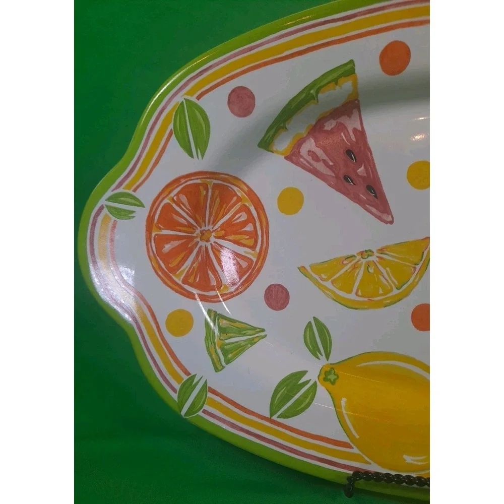 Partylite Ceramic Platter Summerfest Collection Lemons Limes Watermelon‎ Oranges